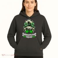 Shenanigans Squad Messy Bun St Patricks Day Hoodie thumb 5