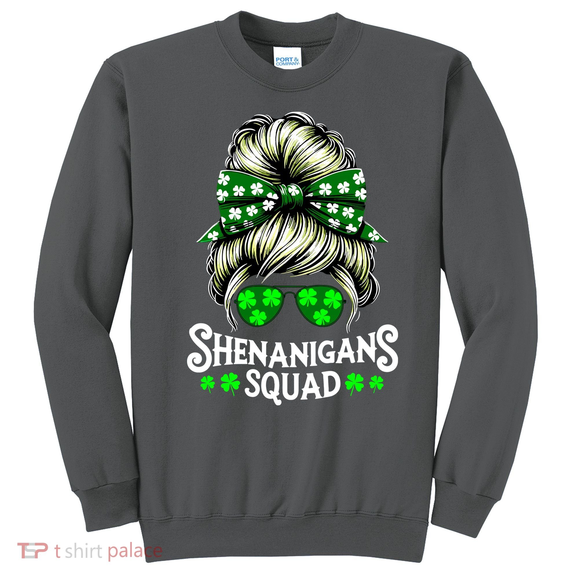 Shenanigans Squad Messy Bun St Patricks Day Sweatshirt