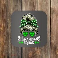 Shenanigans Squad Messy Bun St Patricks Day Coaster thumb 0