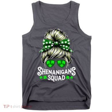 Shenanigans Squad Messy Bun St Patricks Day Tank Top