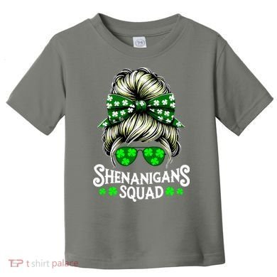 Shenanigans Squad Messy Bun St Patricks Day Toddler T-Shirt