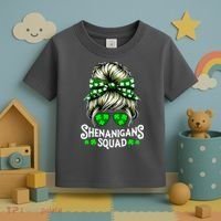 Shenanigans Squad Messy Bun St Patricks Day Toddler T-Shirt thumb 3