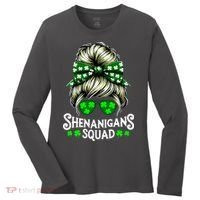 Shenanigans Squad Messy Bun St Patricks Day Women's Long Sleeve Shirt thumb 0
