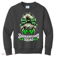 Shenanigans Squad Messy Bun St Patricks Day Kids Sweatshirt thumb 0