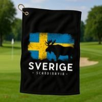 Sverige Scandinavia Midsommar Swedish Flag Sweden Golf Towel thumb 1