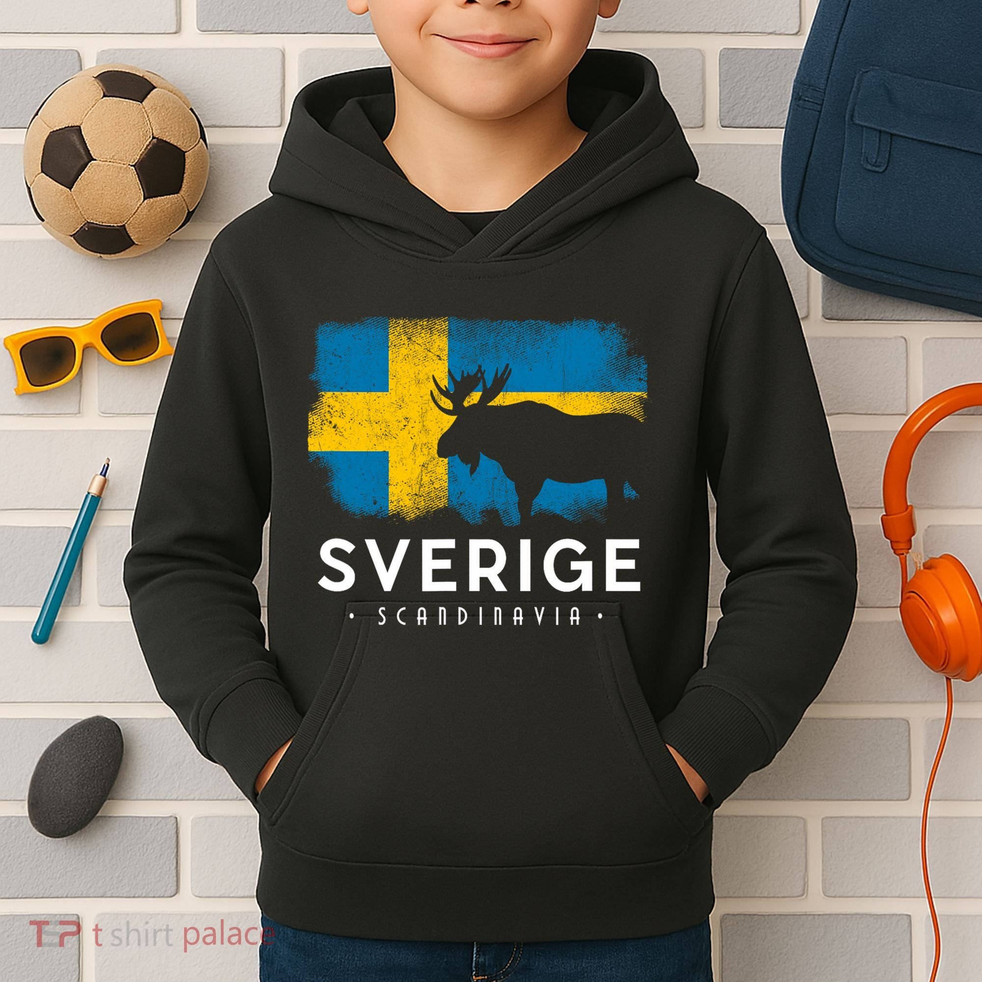 Sverige Scandinavia Midsommar Swedish Flag Sweden Kids Hoodie