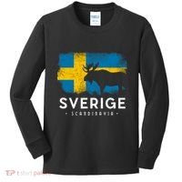 Sverige Scandinavia Midsommar Swedish Flag Sweden Kids Long Sleeve Shirt thumb 0