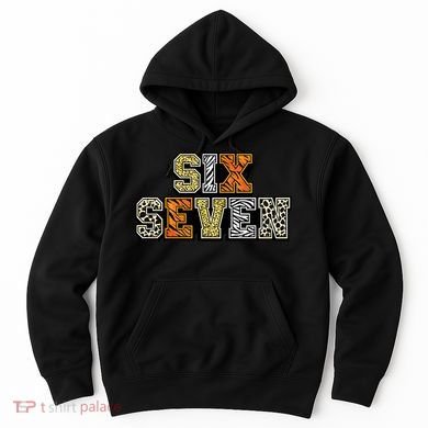 Six Seven Meme Animal Print Hoodie