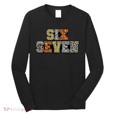 Six Seven Meme Animal Print Long Sleeve Shirt