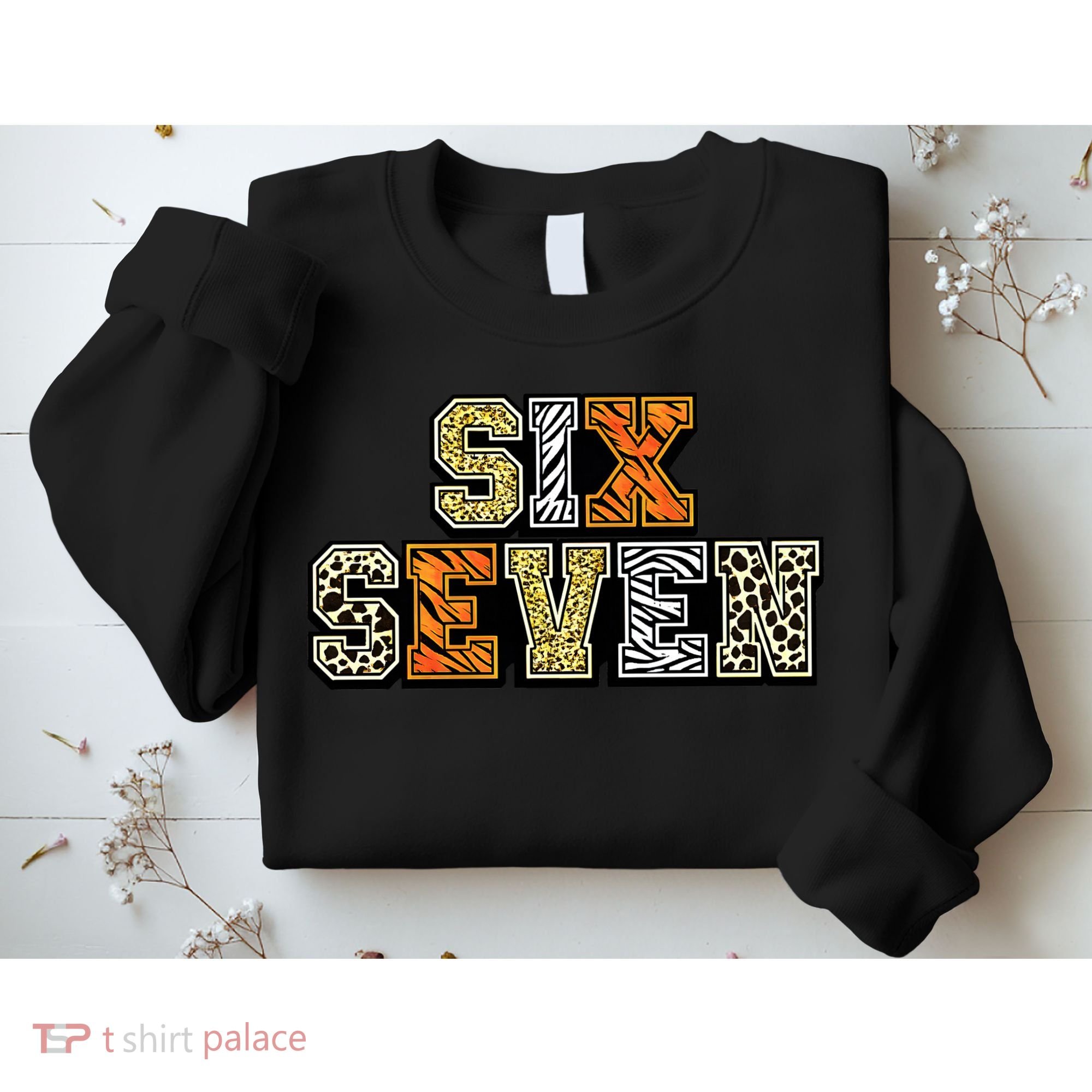 Six Seven Meme Animal Print Sweatshirt