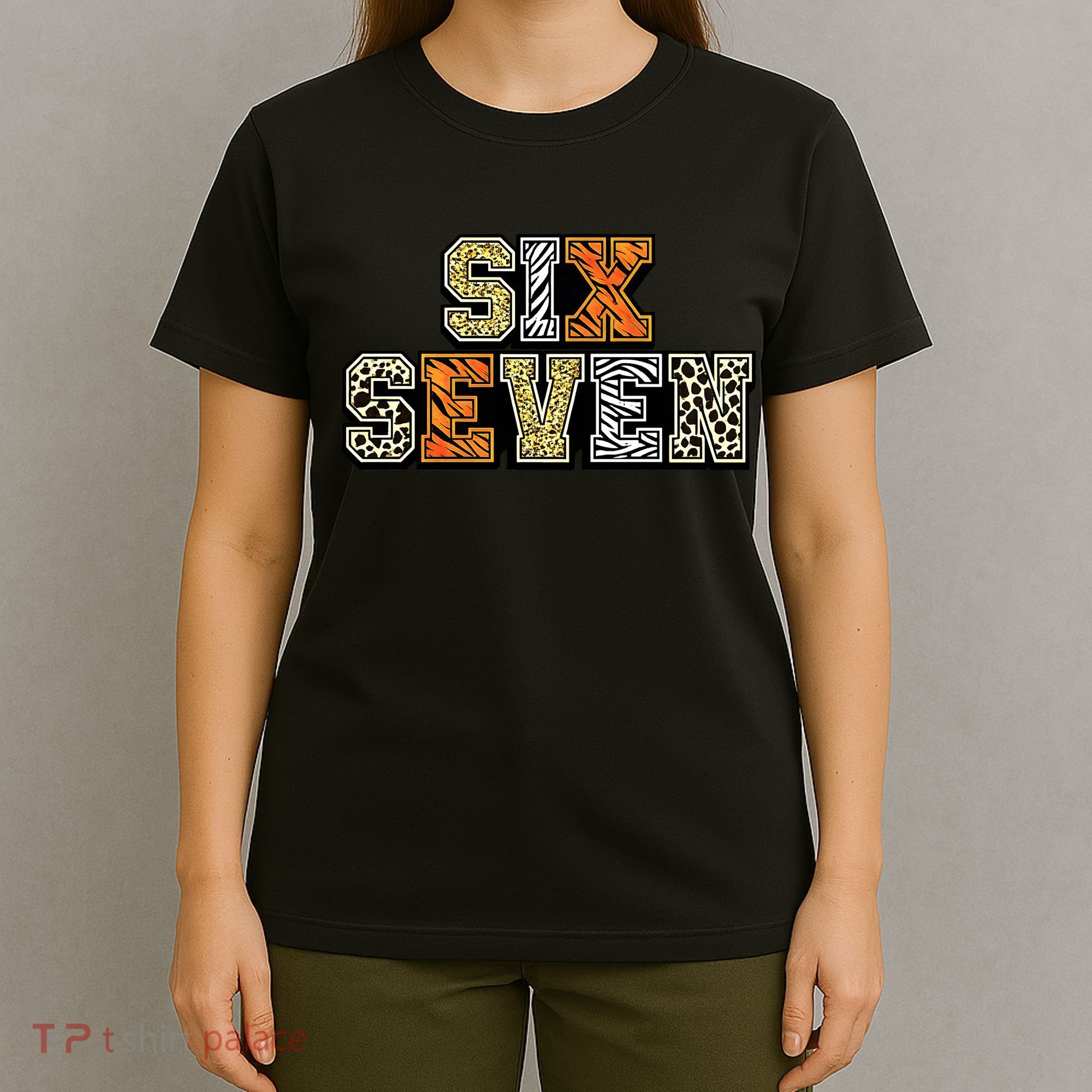 Six Seven Meme Animal Print T-Shirt
