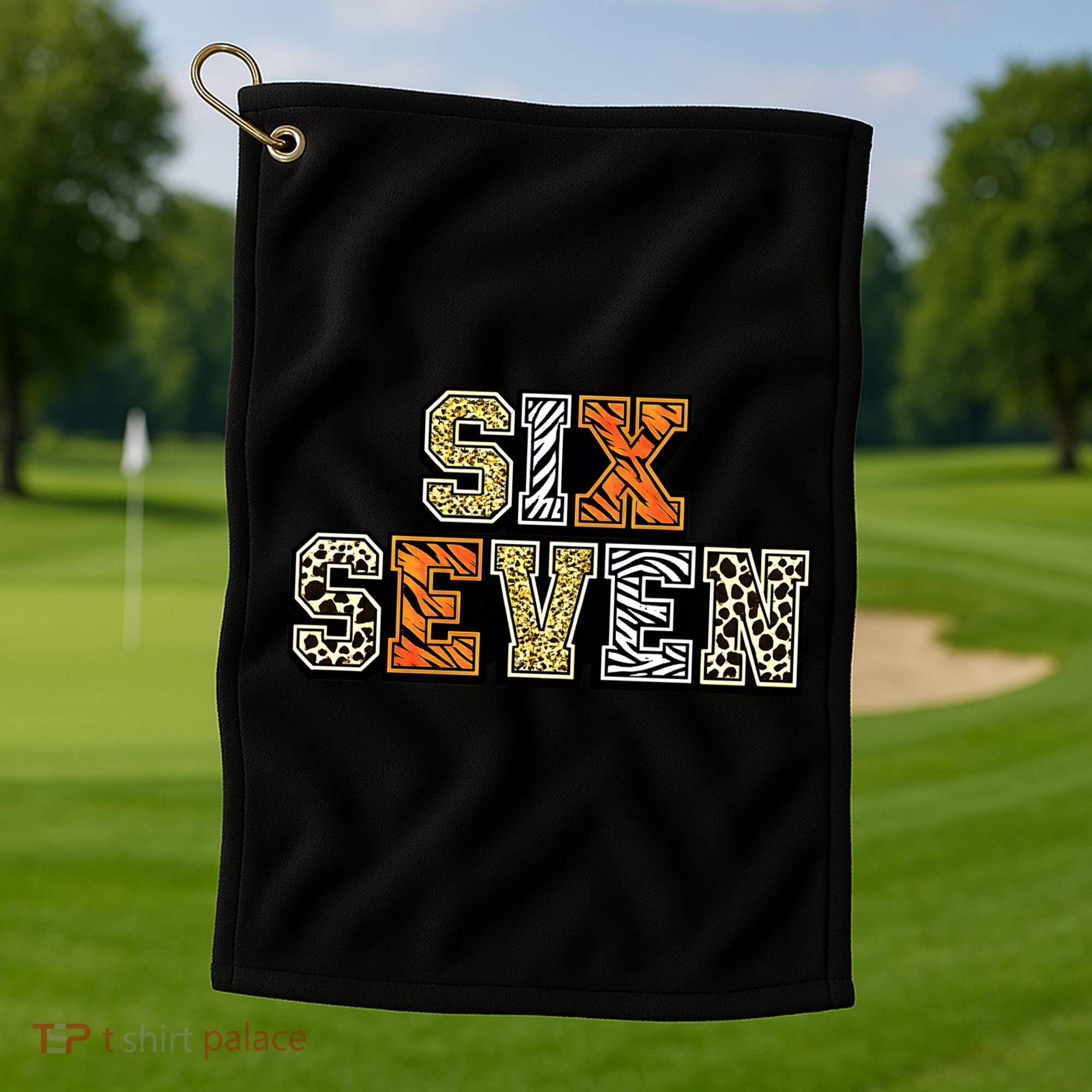 Six Seven Meme Animal Print Golf Towel