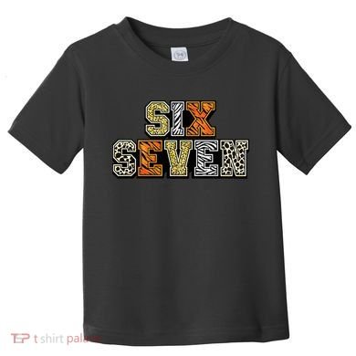 Six Seven Meme Animal Print Toddler T-Shirt