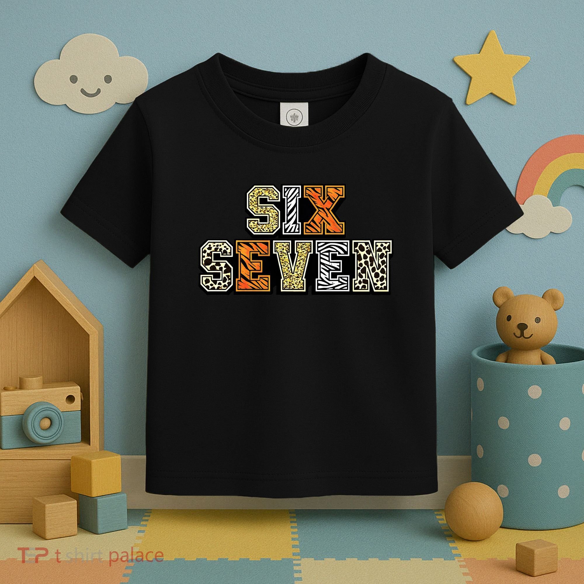 Six Seven Meme Animal Print Toddler T-Shirt