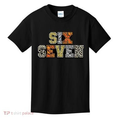 Six Seven Meme Animal Print Kids T-Shirt