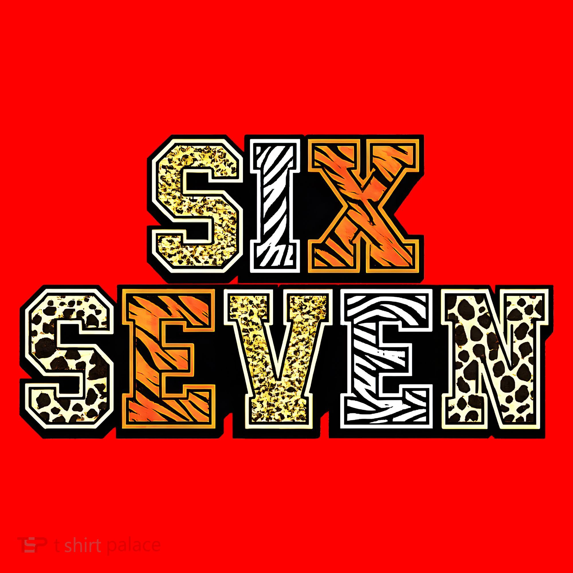Six Seven Meme Animal Print Santa Hat