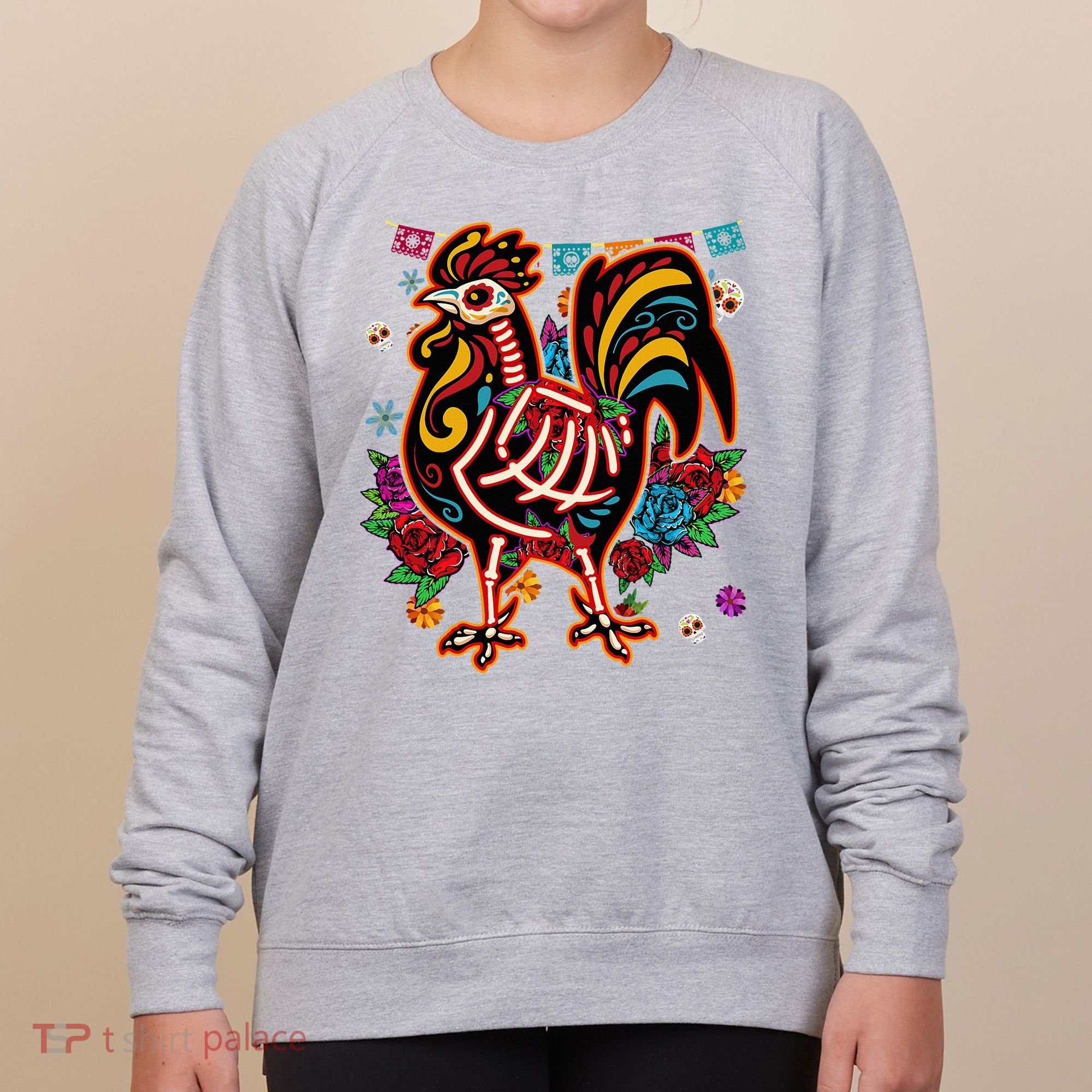 Sugar Skull Mexican Chicken Bone Halloween Day Of Dead Women's Sweatshirt