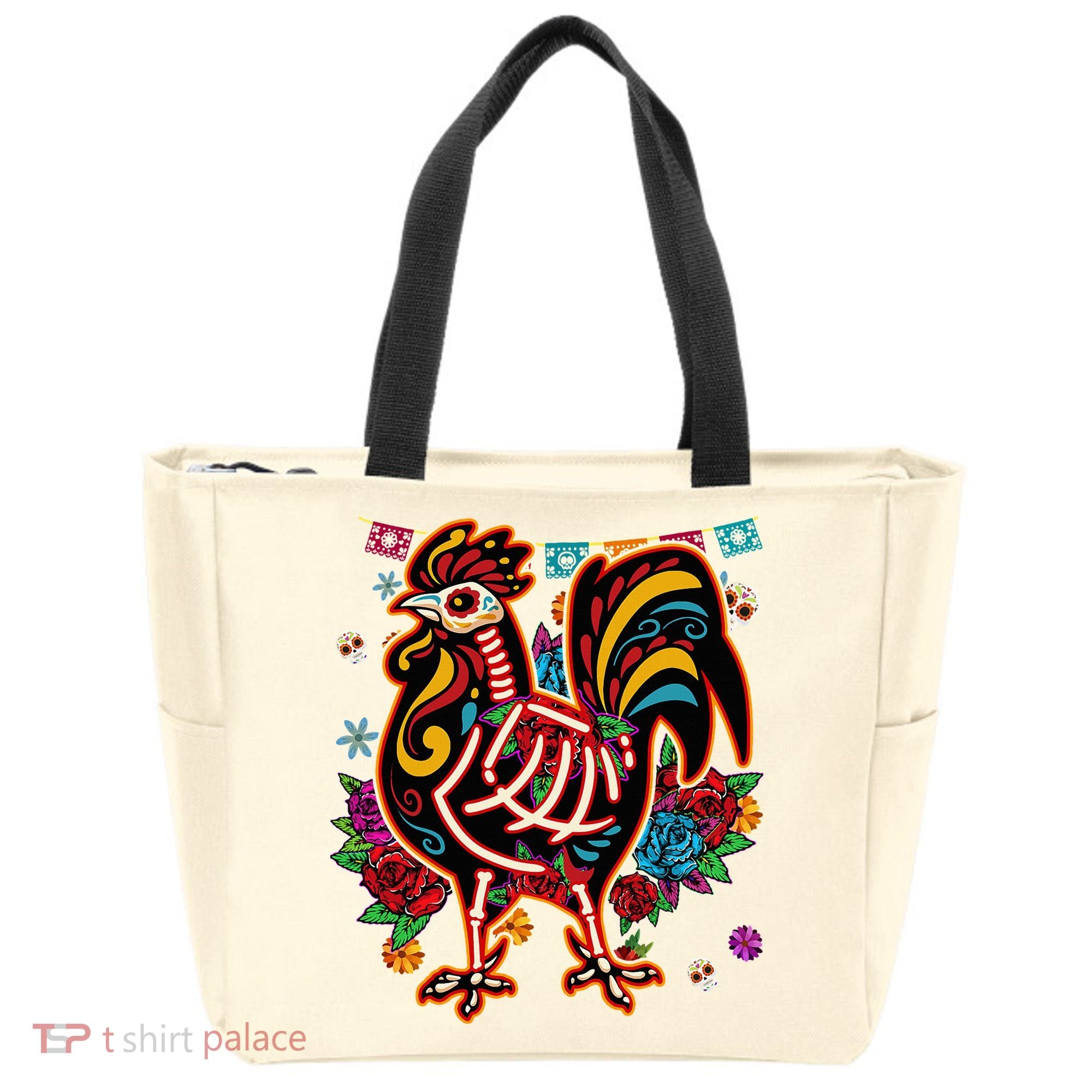 Sugar Skull Mexican Chicken Bone Halloween Day Of Dead Tote Bag