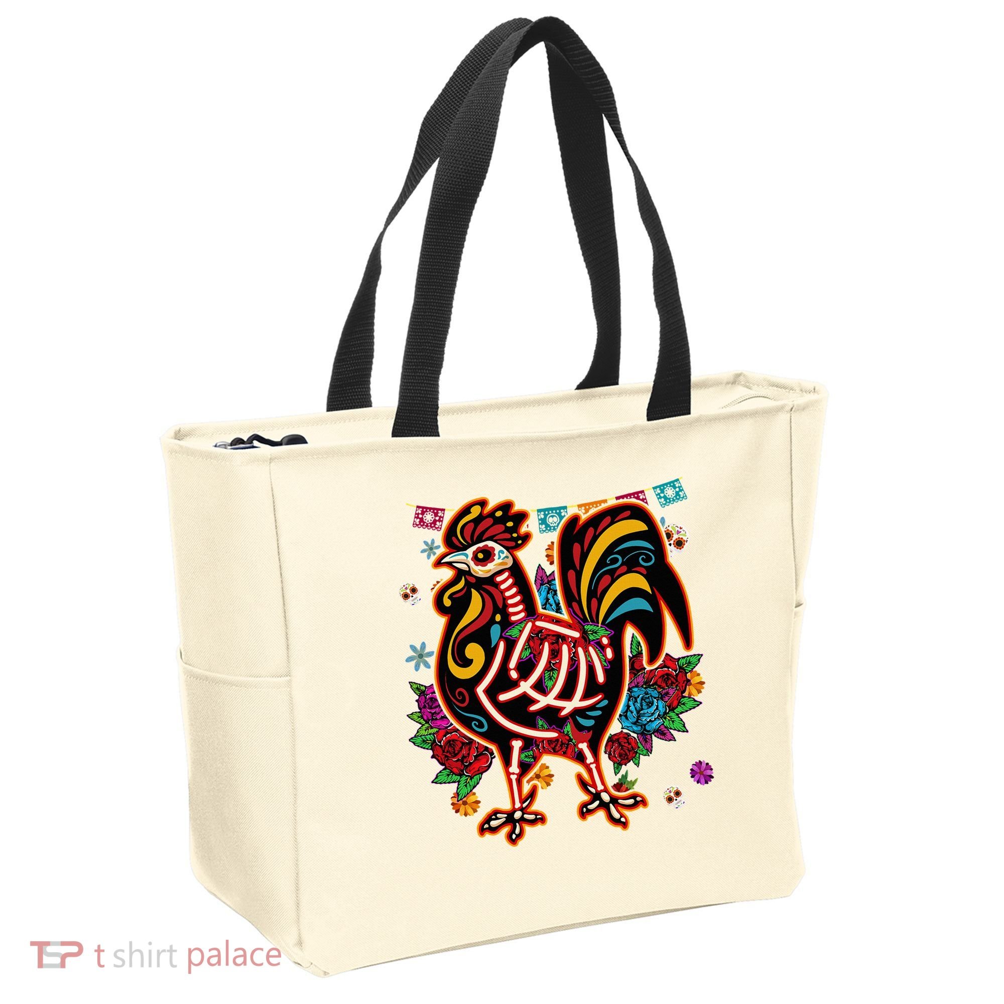 Sugar Skull Mexican Chicken Bone Halloween Day Of Dead Tote Bag