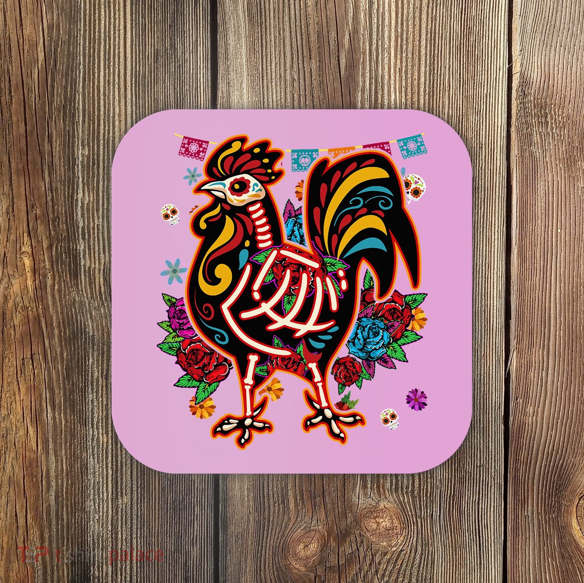 Sugar Skull Mexican Chicken Bone Halloween Day Of Dead Coaster