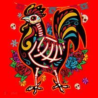 Sugar Skull Mexican Chicken Bone Halloween Day Of Dead Santa Hat thumb 1