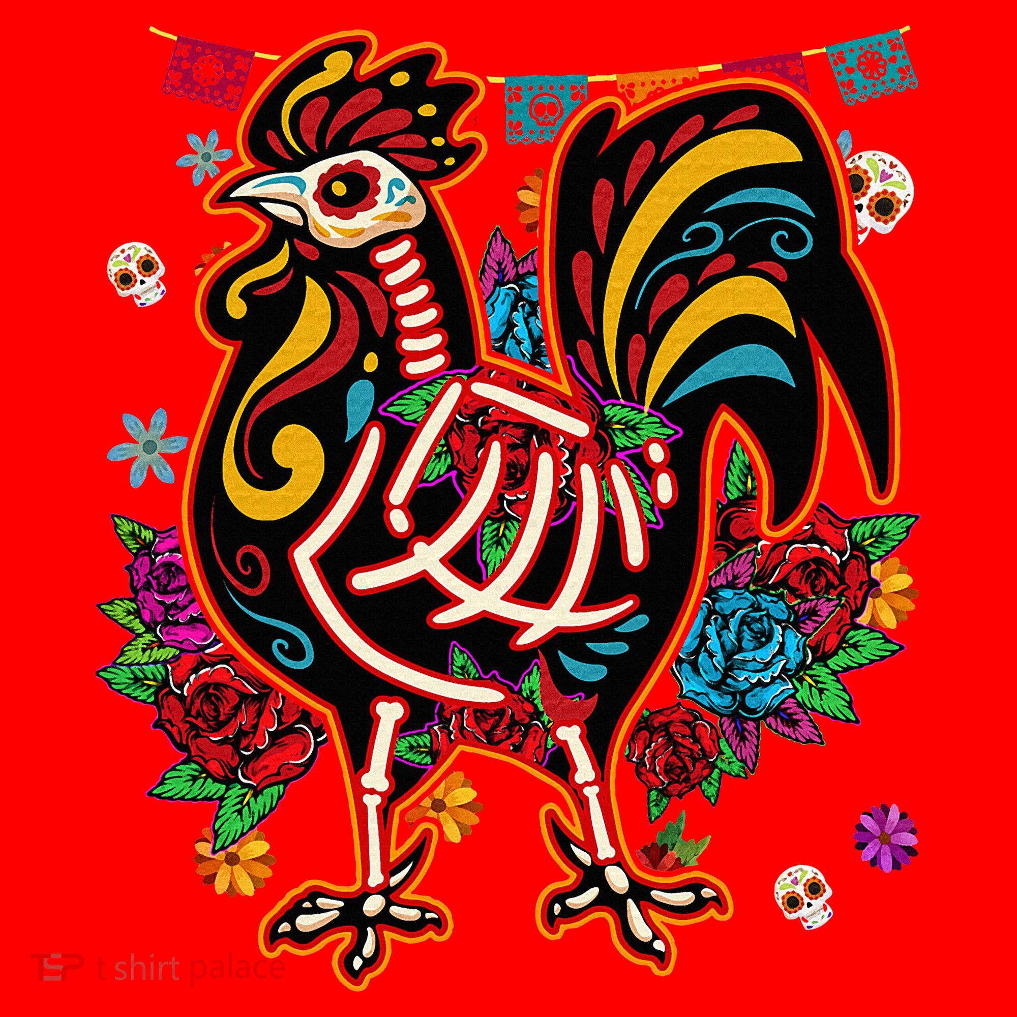 Sugar Skull Mexican Chicken Bone Halloween Day Of Dead Santa Hat