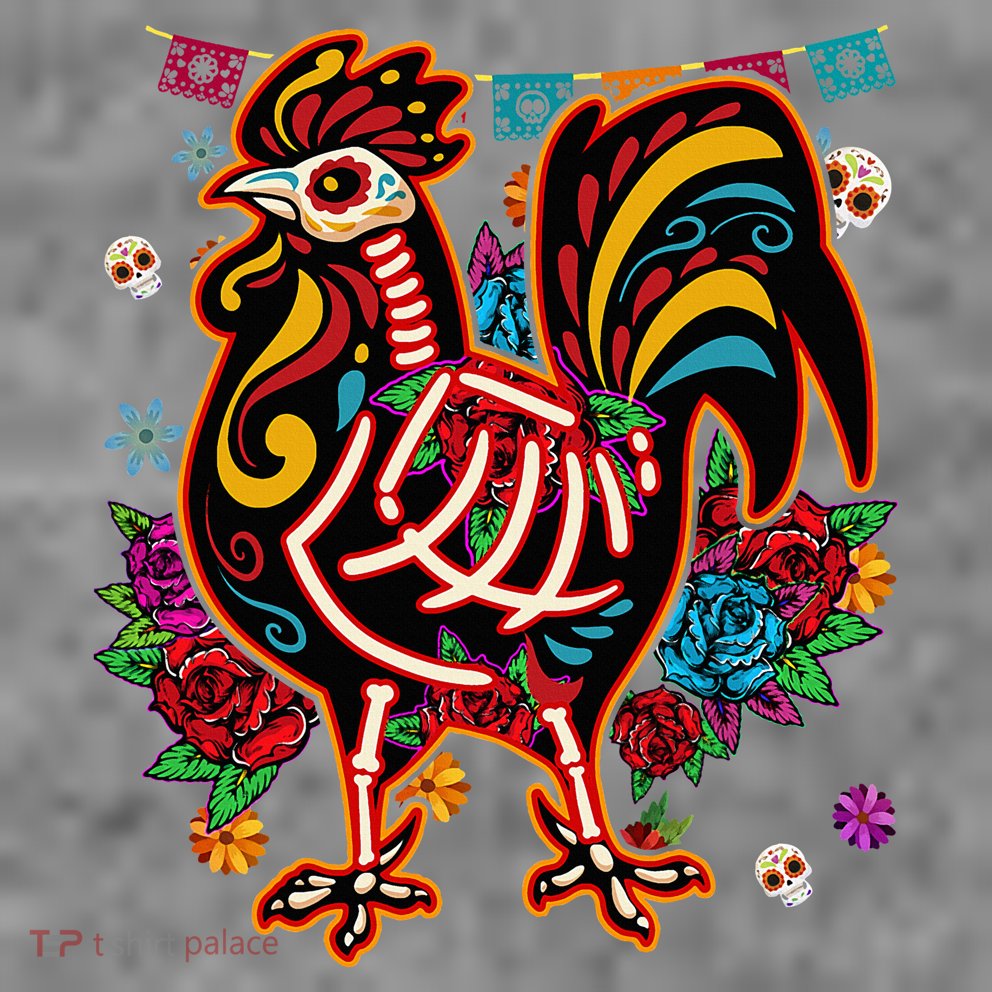 Sugar Skull Mexican Chicken Bone Halloween Day Of Dead Toddler Hoodie