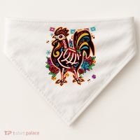 Sugar Skull Mexican Chicken Bone Halloween Day Of Dead USA-Made Doggie Bandana thumb 0