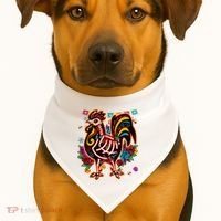 Sugar Skull Mexican Chicken Bone Halloween Day Of Dead USA-Made Doggie Bandana thumb 1