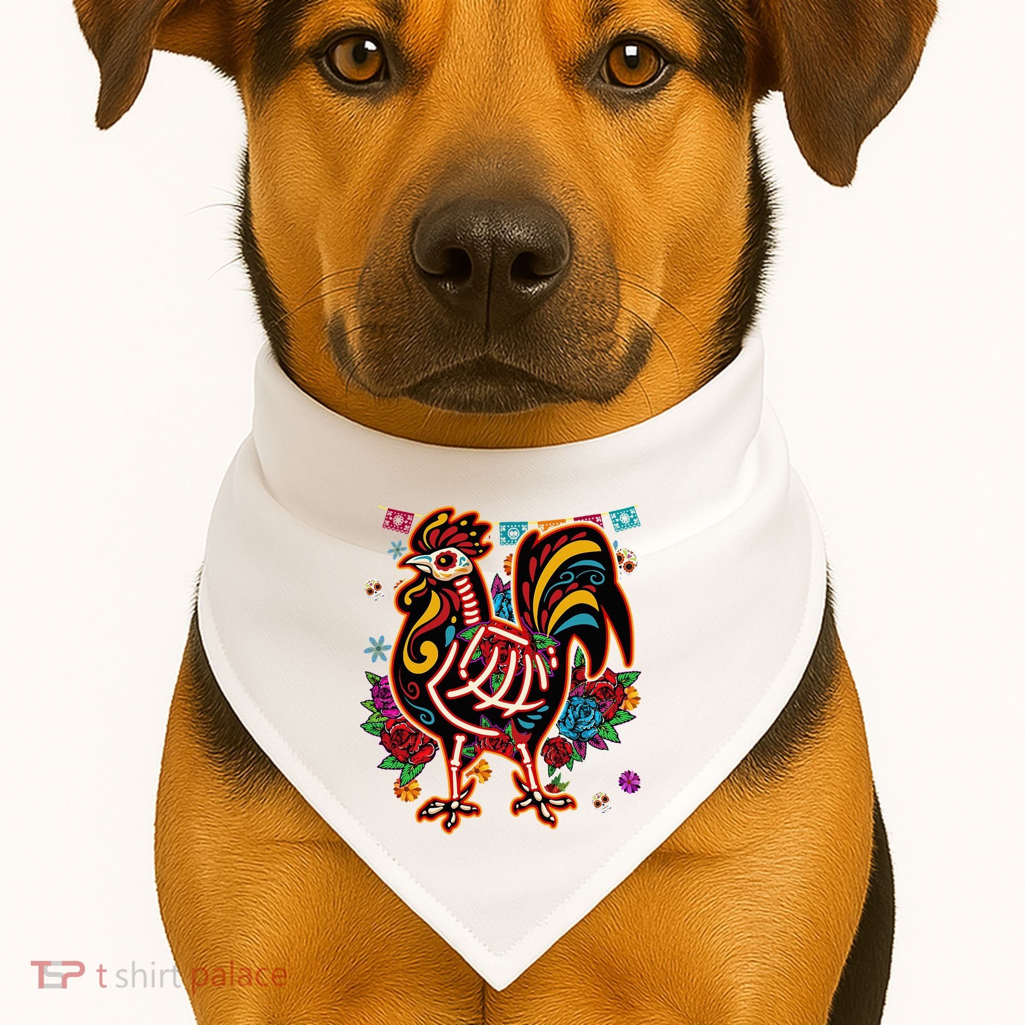 Sugar Skull Mexican Chicken Bone Halloween Day Of Dead USA-Made Doggie Bandana