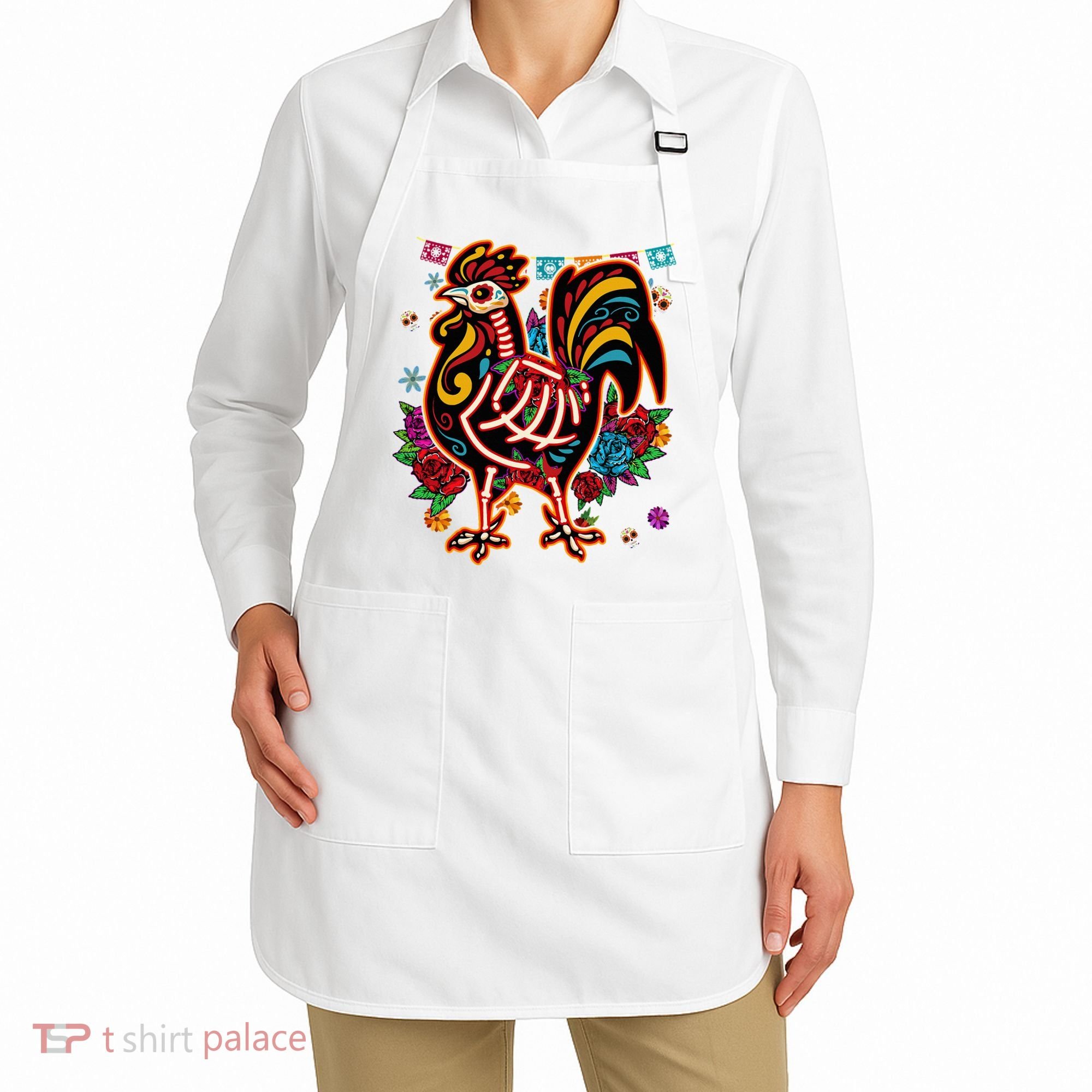 Sugar Skull Mexican Chicken Bone Halloween Day Of Dead Apron