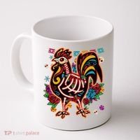 Sugar Skull Mexican Chicken Bone Halloween Day Of Dead Coffee Mug thumb 0