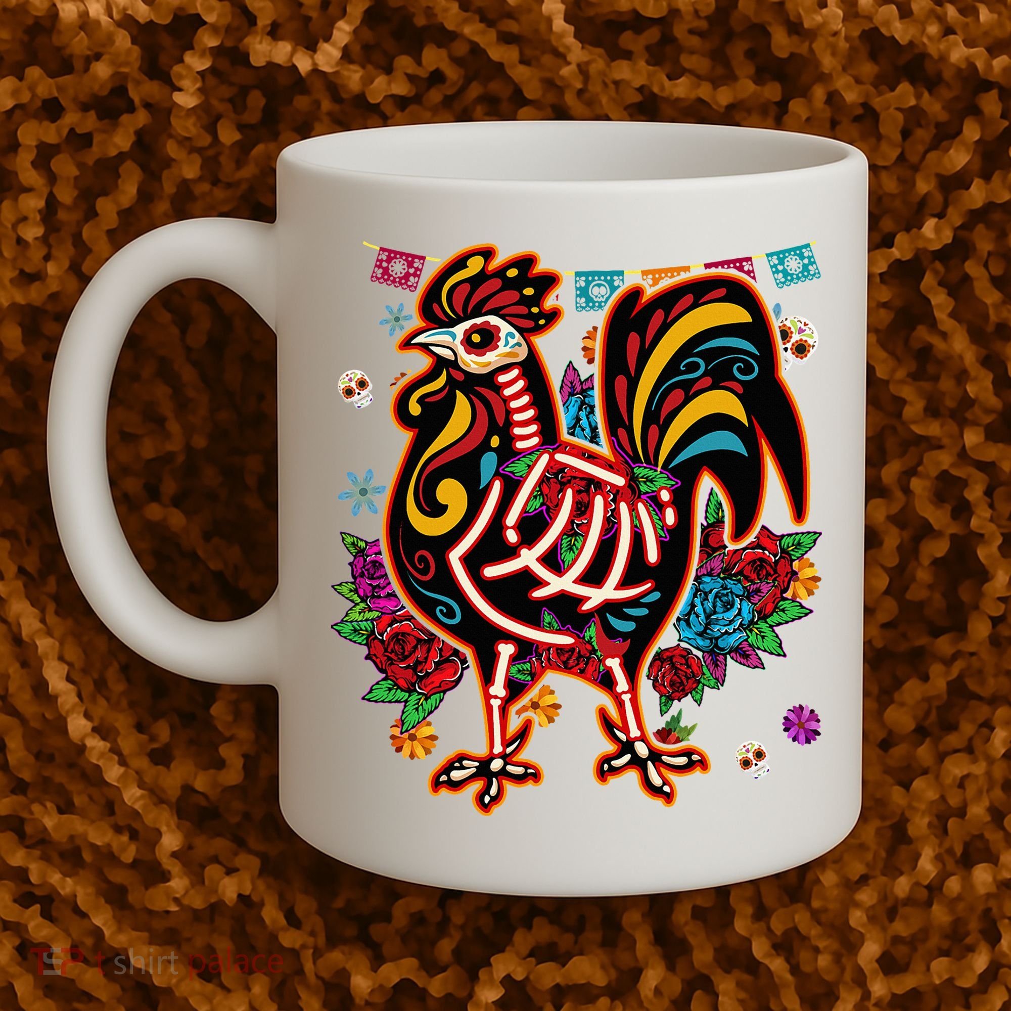 Sugar Skull Mexican Chicken Bone Halloween Day Of Dead Coffee Mug