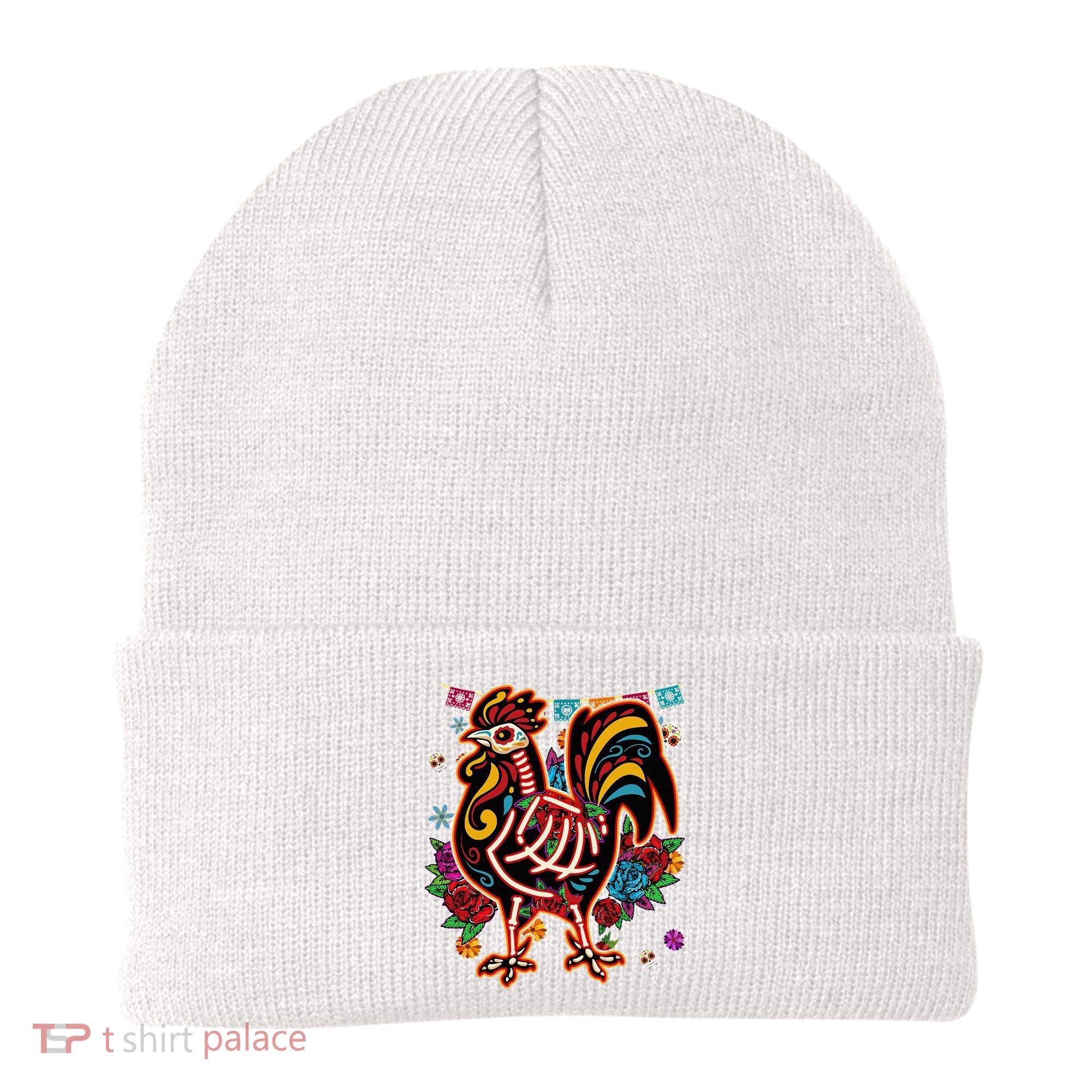 Sugar Skull Mexican Chicken Bone Halloween Day Of Dead Beanie