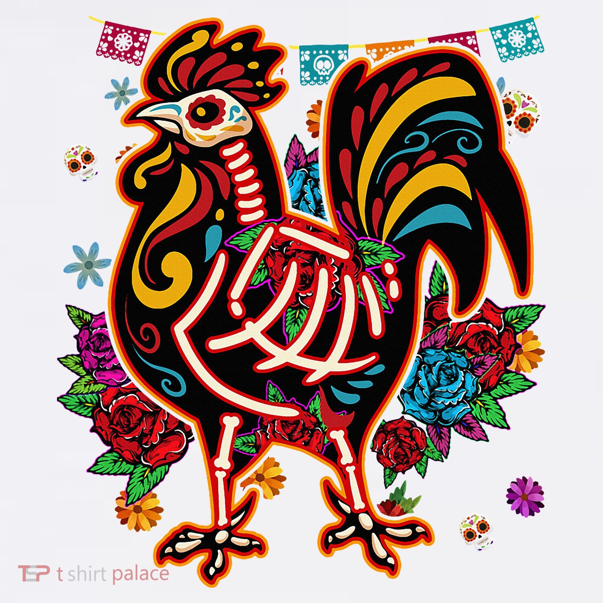 Sugar Skull Mexican Chicken Bone Halloween Day Of Dead Women's Tank Top