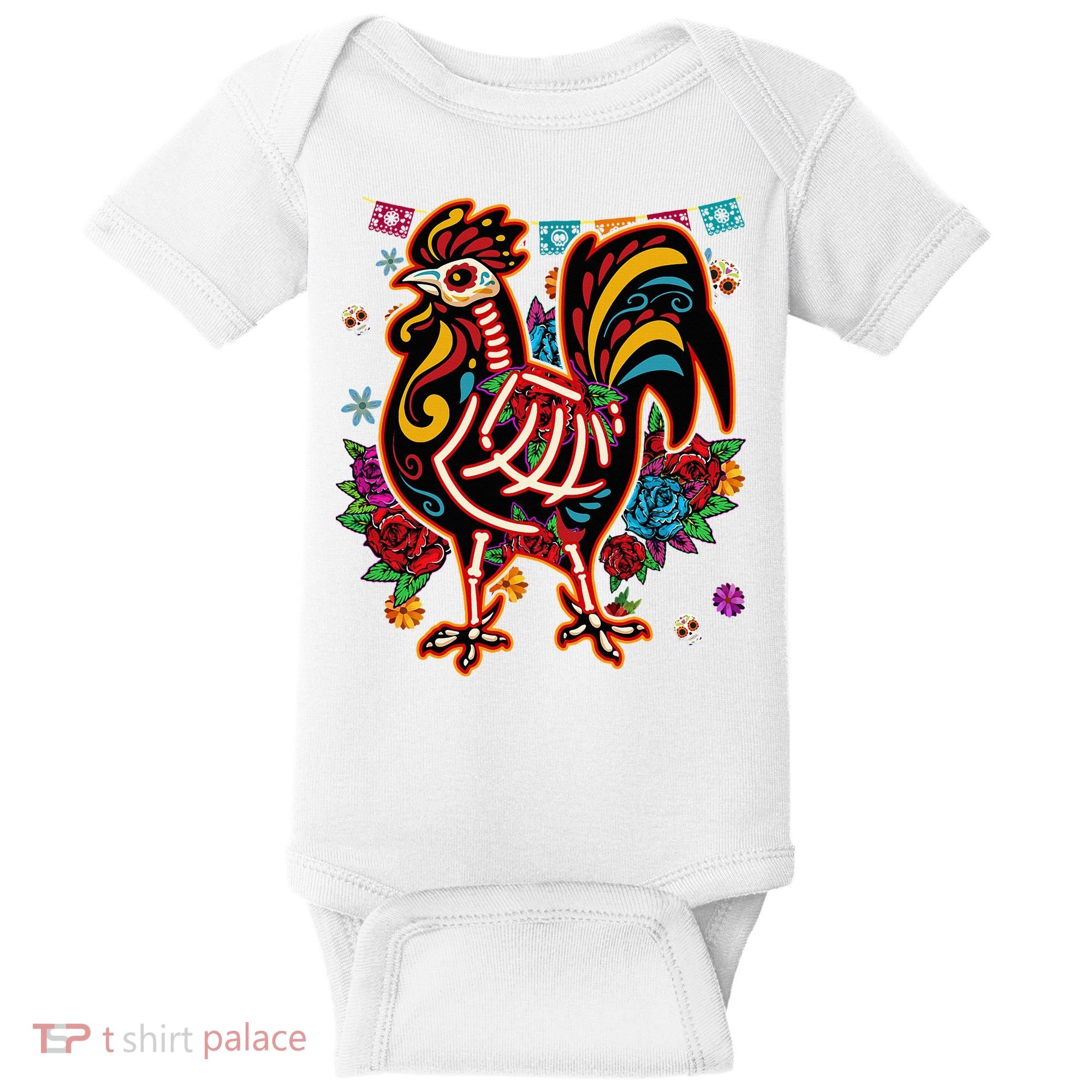 Sugar Skull Mexican Chicken Bone Halloween Day Of Dead Baby Bodysuit