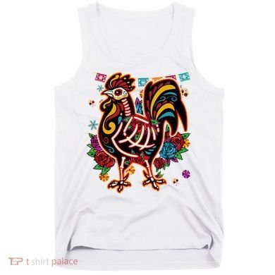 Sugar Skull Mexican Chicken Bone Halloween Day Of Dead Tank Top
