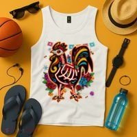 Sugar Skull Mexican Chicken Bone Halloween Day Of Dead Tank Top thumb 4
