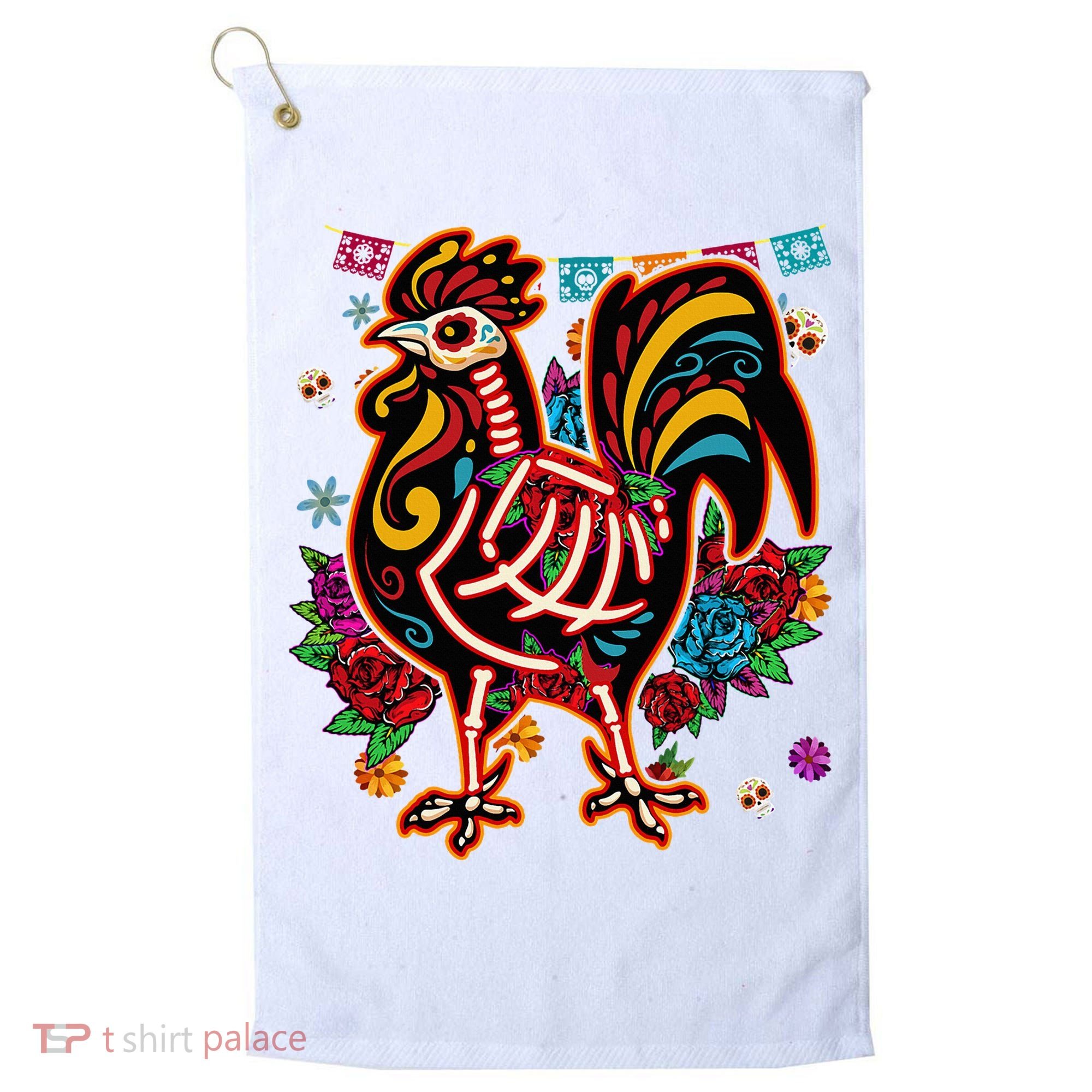 Sugar Skull Mexican Chicken Bone Halloween Day Of Dead Golf Towel