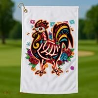 Sugar Skull Mexican Chicken Bone Halloween Day Of Dead Golf Towel thumb 1