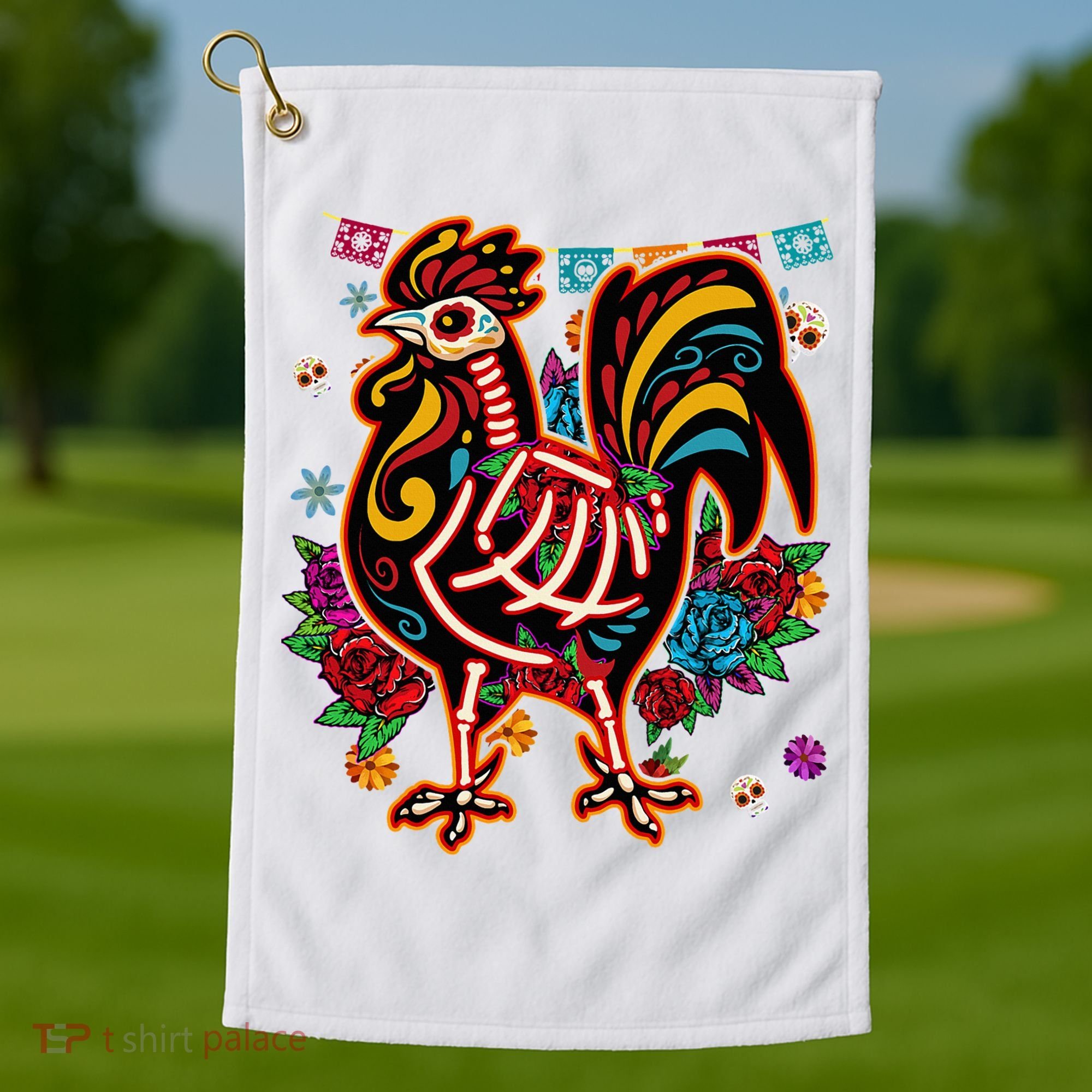 Sugar Skull Mexican Chicken Bone Halloween Day Of Dead Golf Towel