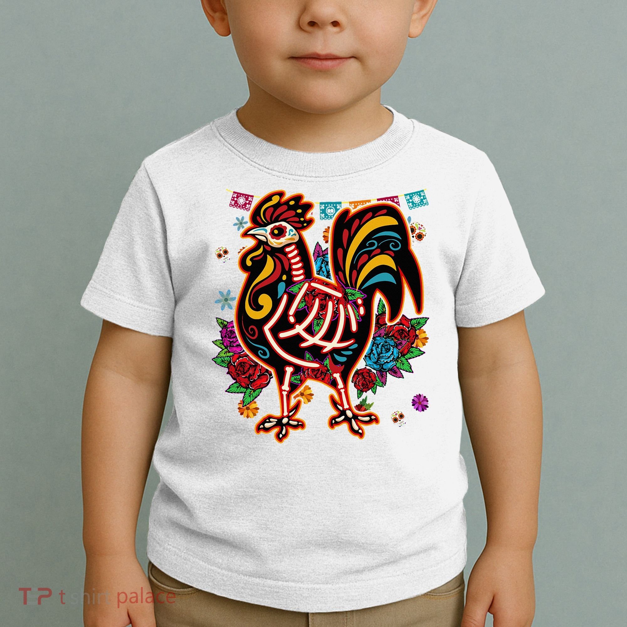 Sugar Skull Mexican Chicken Bone Halloween Day Of Dead Toddler T-Shirt