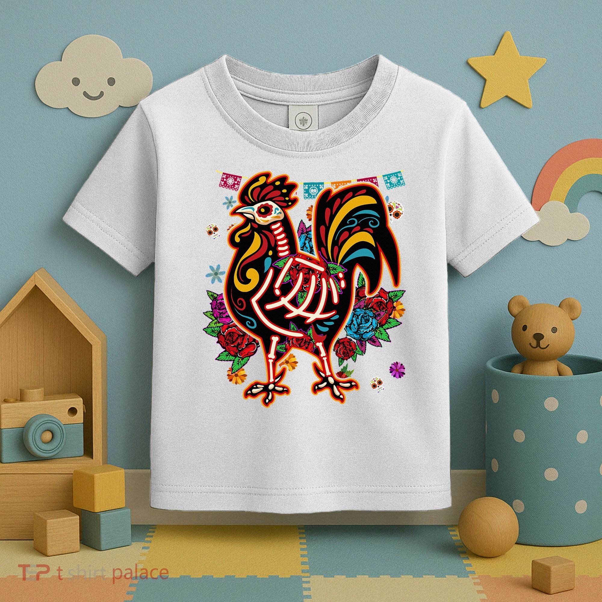Sugar Skull Mexican Chicken Bone Halloween Day Of Dead Toddler T-Shirt