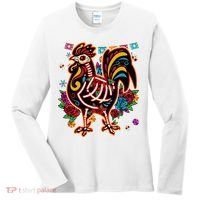 Sugar Skull Mexican Chicken Bone Halloween Day Of Dead Women's Long Sleeve Shirt thumb 0