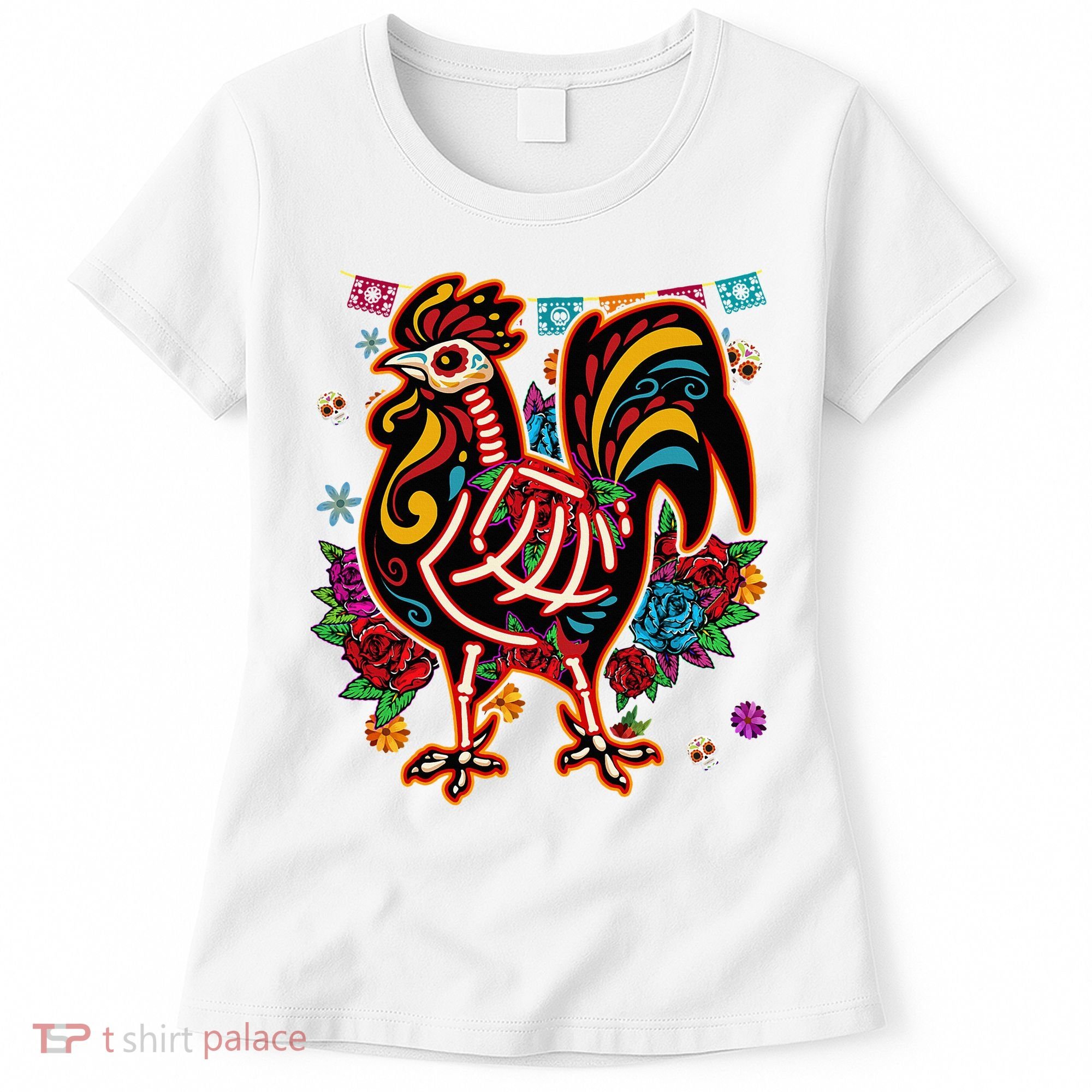 Sugar Skull Mexican Chicken Bone Halloween Day Of Dead Women's T-Shirt