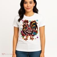 Sugar Skull Mexican Chicken Bone Halloween Day Of Dead Women's T-Shirt thumb 4