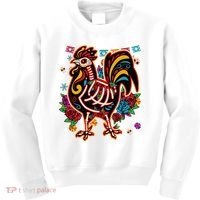 Sugar Skull Mexican Chicken Bone Halloween Day Of Dead Kids Sweatshirt thumb 0