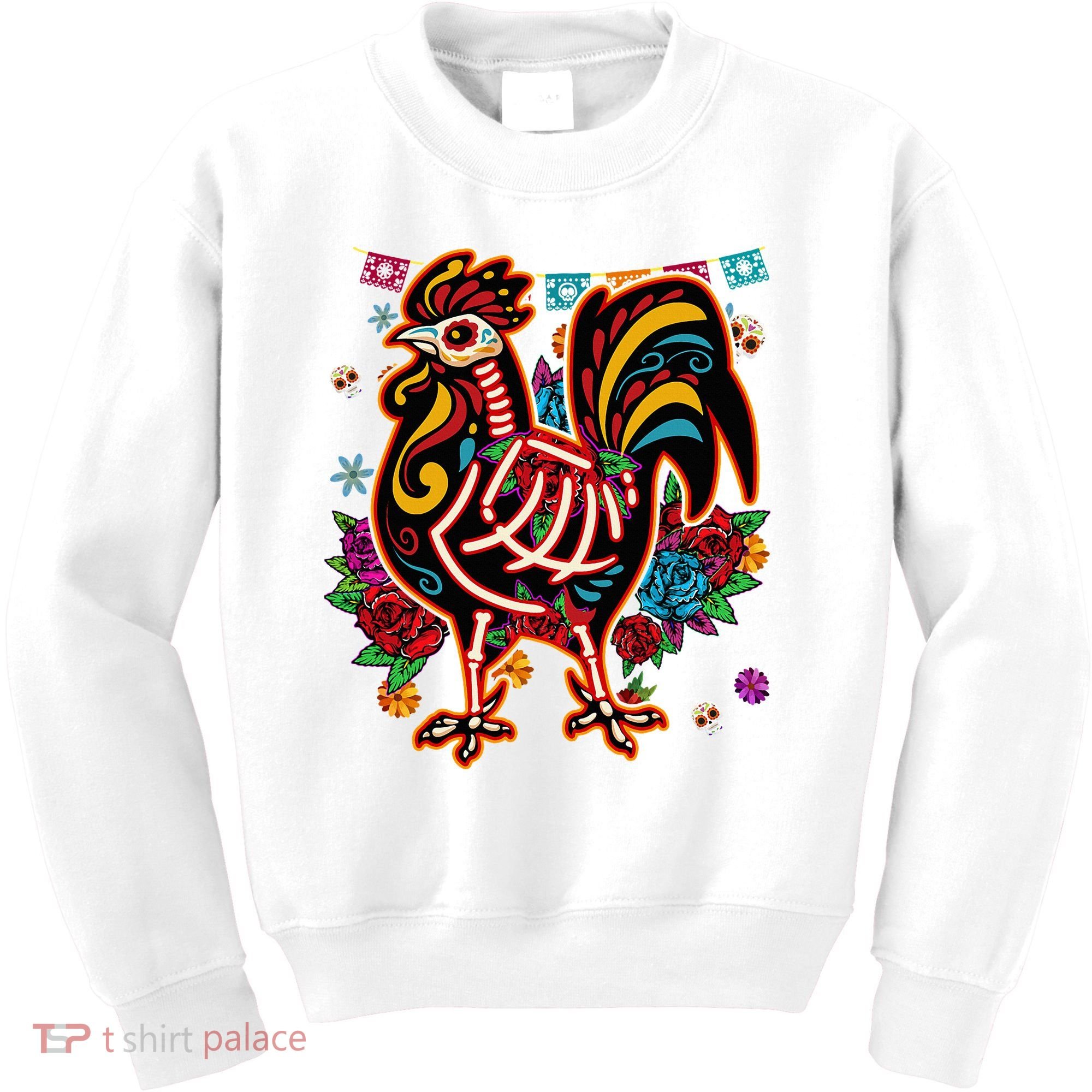 Sugar Skull Mexican Chicken Bone Halloween Day Of Dead Kids Sweatshirt