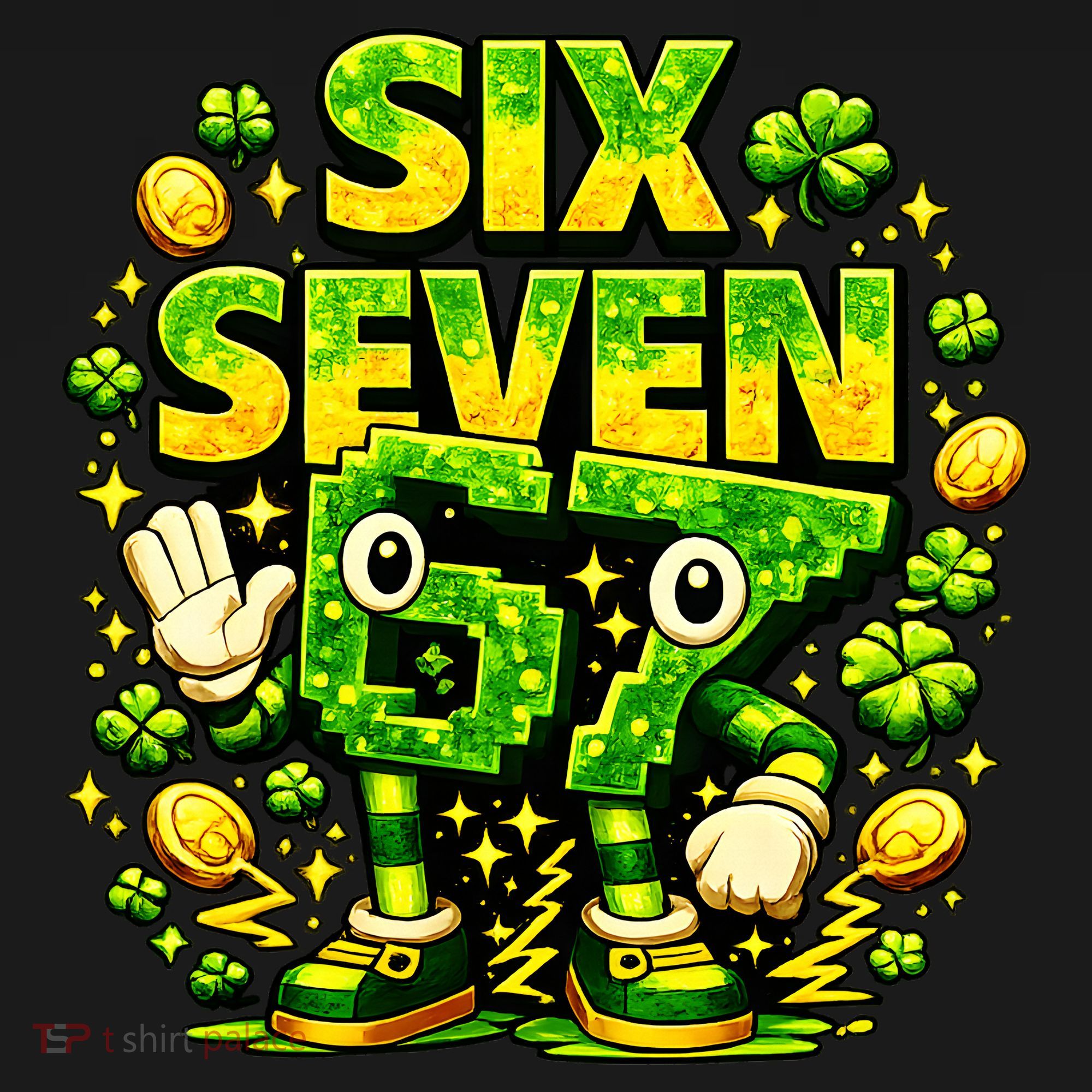 Six Seven Meme 67 St Patricks Day Lucky 6-7 Shamrock Apron