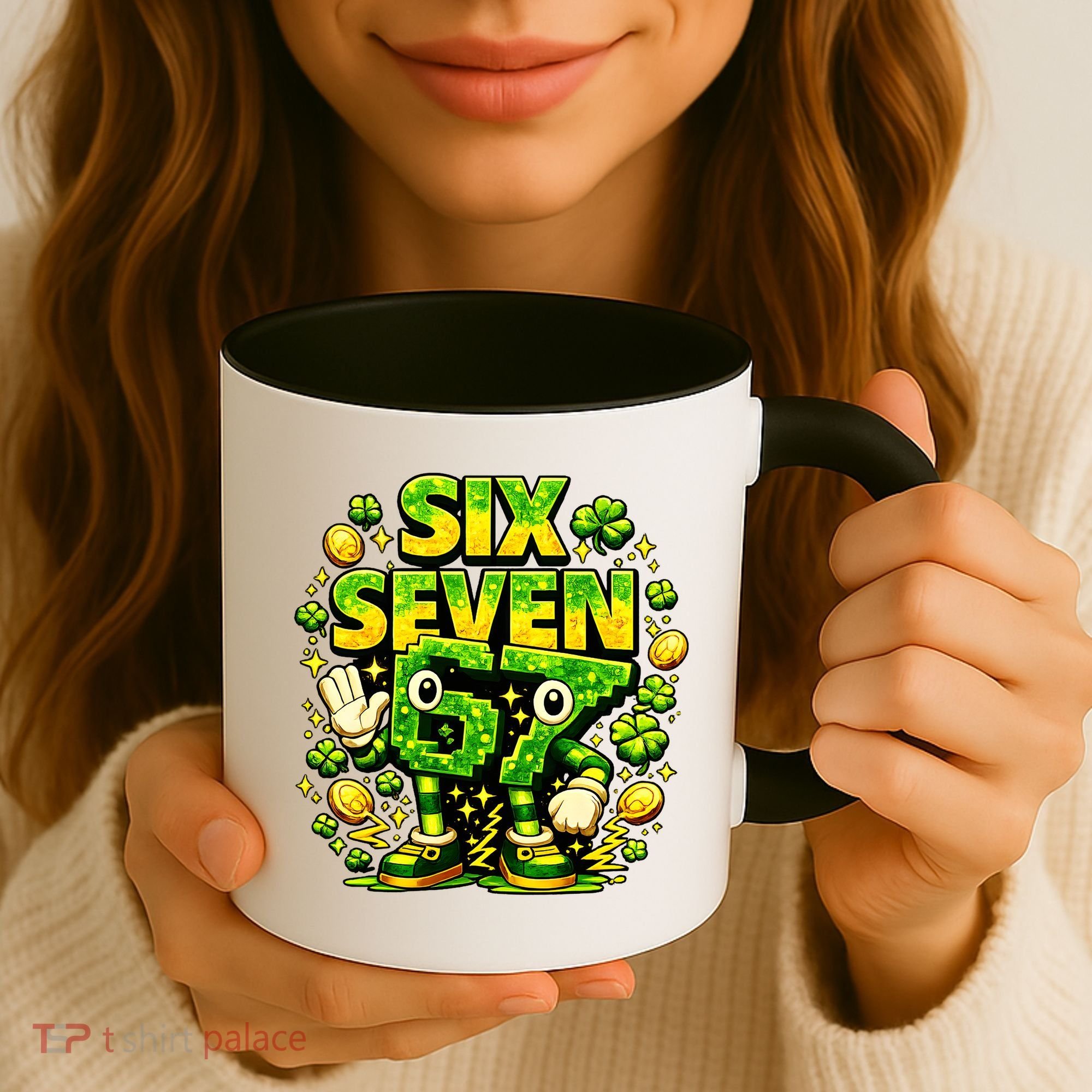 Six Seven Meme 67 St Patricks Day Lucky 6-7 Shamrock Coffee Mug